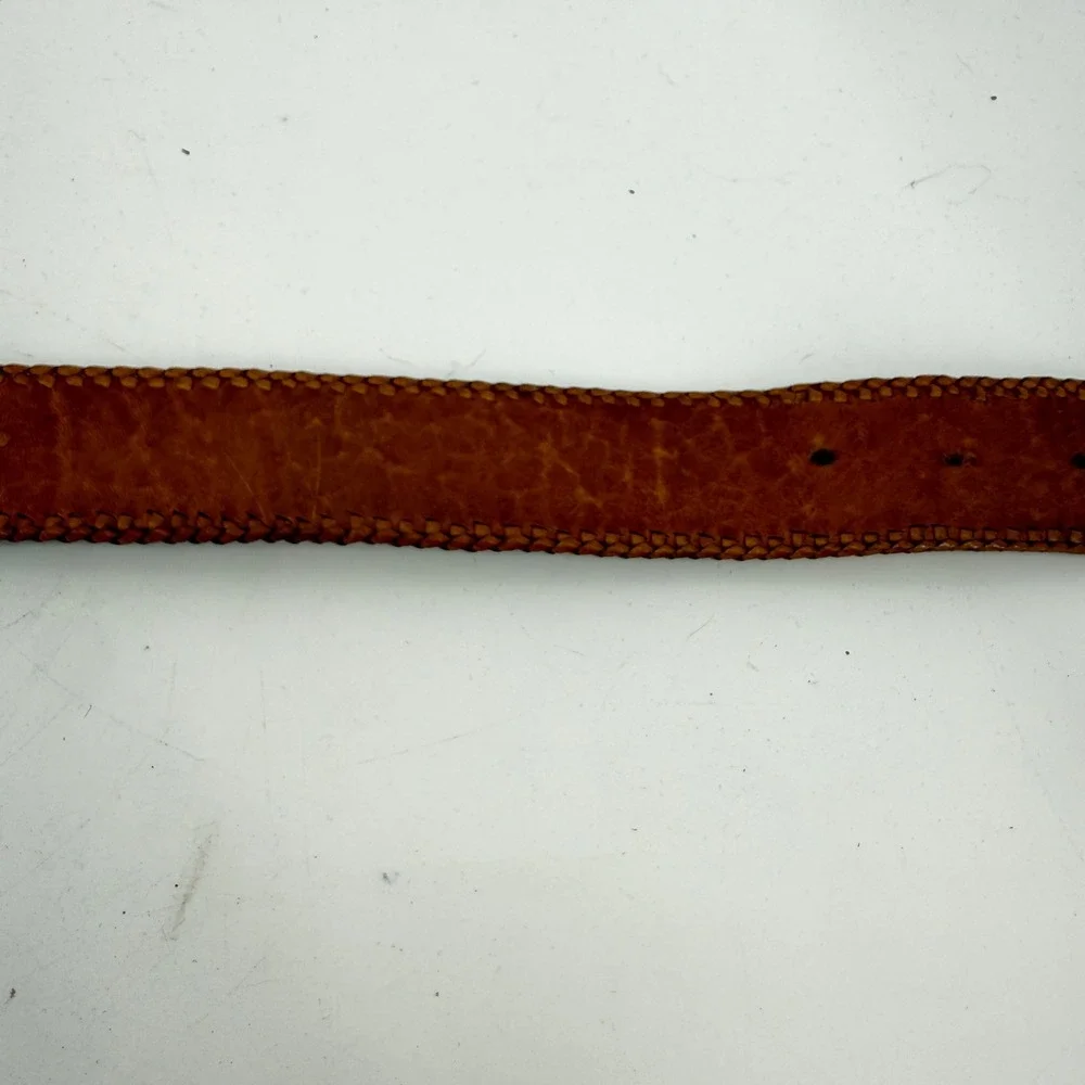 Vintage Southwestern‎ Woven Leather Belt Unisex SZ 40 Brown Black Geometric Boho